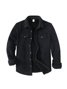 Mens Sherpa Lined Flannel Shirt Jacket Buffalo Plaid Fleece Button Up Warm